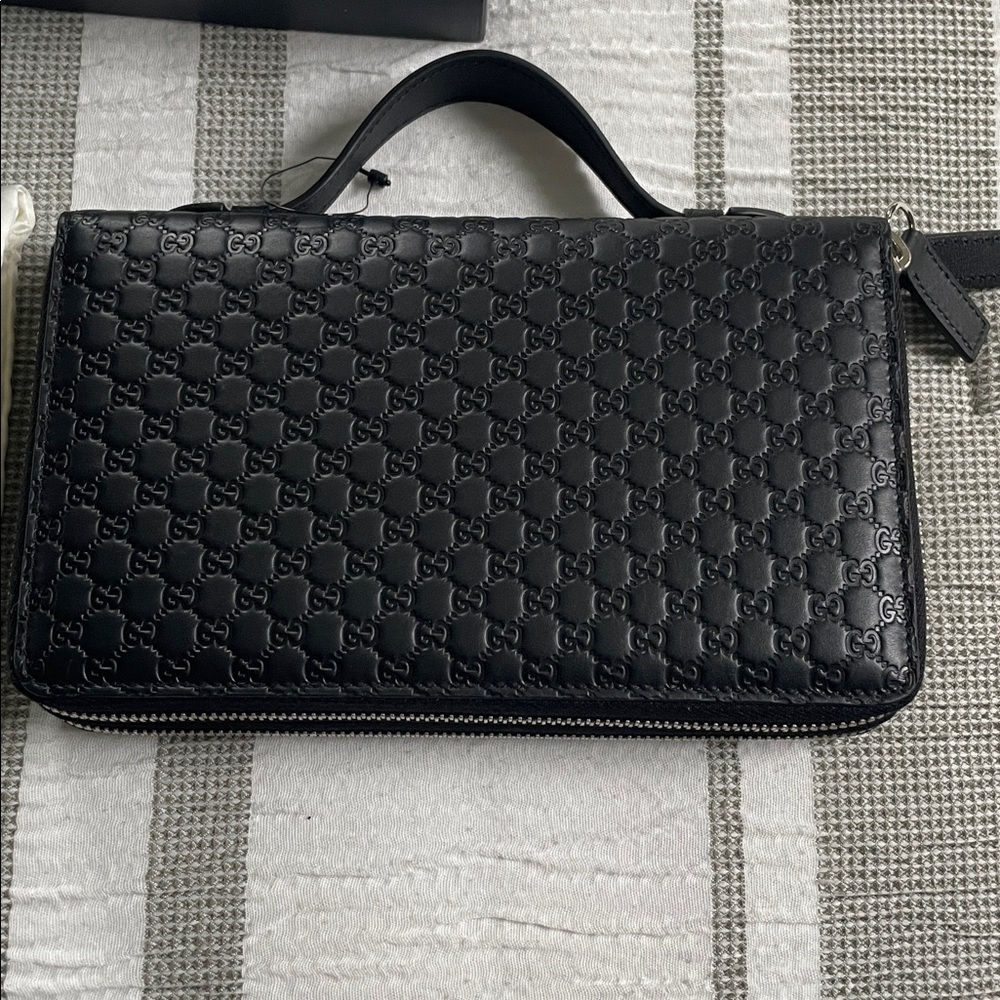 Gucci Black Leather Embossed Organizer